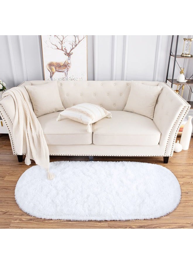 Noahas Ultra Soft Velvet Bedroom Rugs Kids Room Carpet Modern Shaggy Area Rugs Home Decor 2.6' X 5.3', White - Image 2