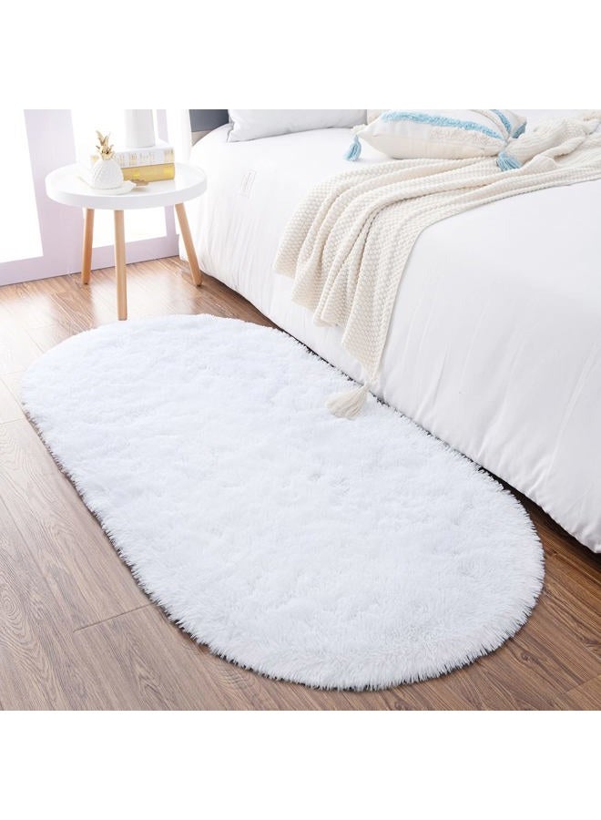 Noahas Ultra Soft Velvet Bedroom Rugs Kids Room Carpet Modern Shaggy Area Rugs Home Decor 2.6' X 5.3', White - Image 1