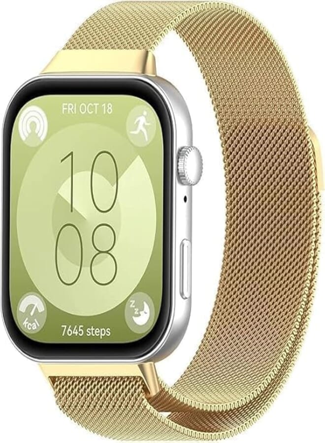 Next Store Compatible with Huawei Watch Fit 3 2024, Magnetic Loop Band, Classic Business Stainless Steel Wristbands Metal Mesh Wristband Compatible with Huawei Watch Fit 3 (Gold)