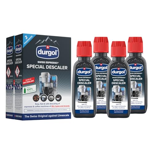 Durgol Swiss Espresso, Descaler and Decalcifier for All Brands of Espresso Machines and Coffee Makers, 4.2 Fluid Ounces (Pack of 4) - Image 1