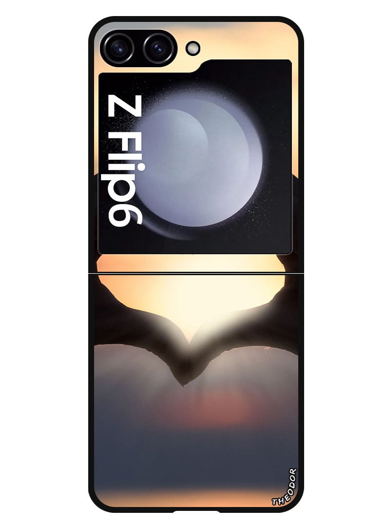 Theodor Protective Case Anti Scratch Shock Proof Bumper Cover For Samsung Galaxy Z Flip 6 heart_hands_sunshine - Image 1
