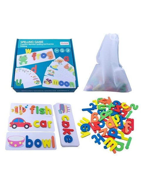 AOMIANO, Letter Spelling Learning, Wooden Flash Cards, Color Recognition, Preschool Education Tools, Suitable for 3 4 5 6 Boys and Girls, Gift Set