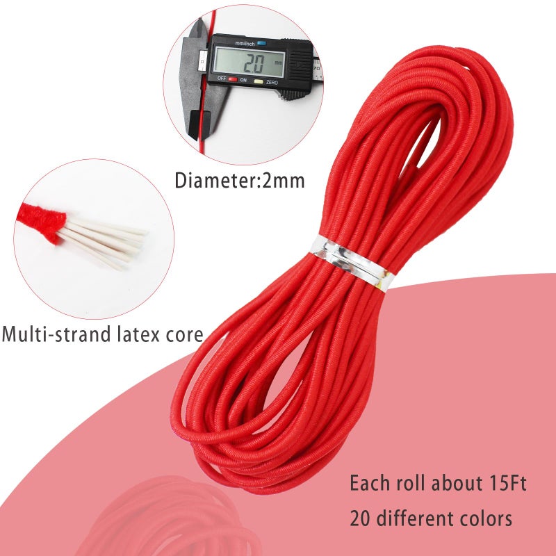 ZHFMLY Assorted Elastic Beaded Cords 2mm 2/25 inch 300ft Elastic Bracelet String for Bracelets,Small Bungee Shock Cord for DIY Crafts, Beading and Sewing (ZH168) - Image 2