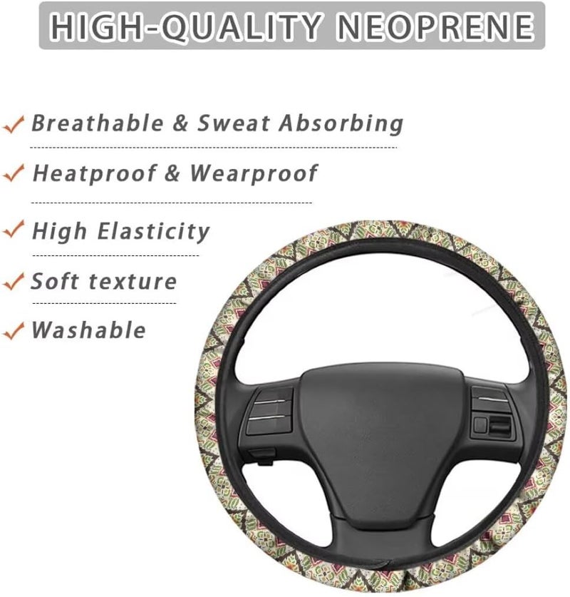 Car Steering Wheel Cover for Women and Men,Non-Slip Breathable Steering Wheel,Universal 14.5"-15" Fit for Cars and SUVs(Vintage Plaid) - Image 4