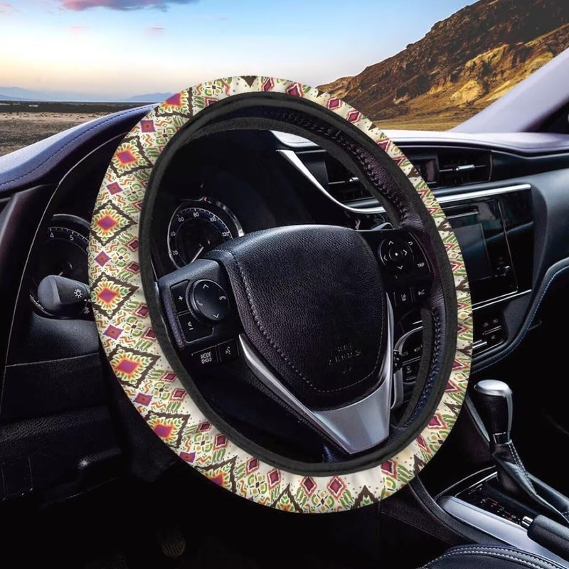 Car Steering Wheel Cover for Women and Men,Non-Slip Breathable Steering Wheel,Universal 14.5"-15" Fit for Cars and SUVs(Vintage Plaid) - Image 1