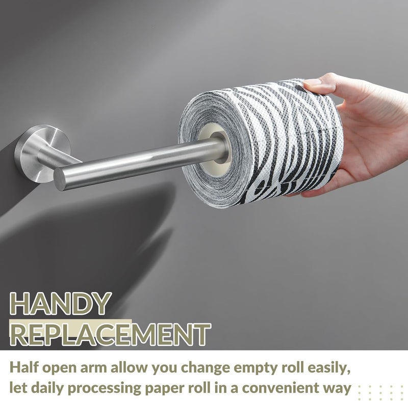 APLusee Brushed Nickel Toilet Paper Holder, 304 Stainless Steel Tissue Holder for Bathroom Wall, Heavy Duty Paper Roll Dispenser Wall Mounted - Image 4