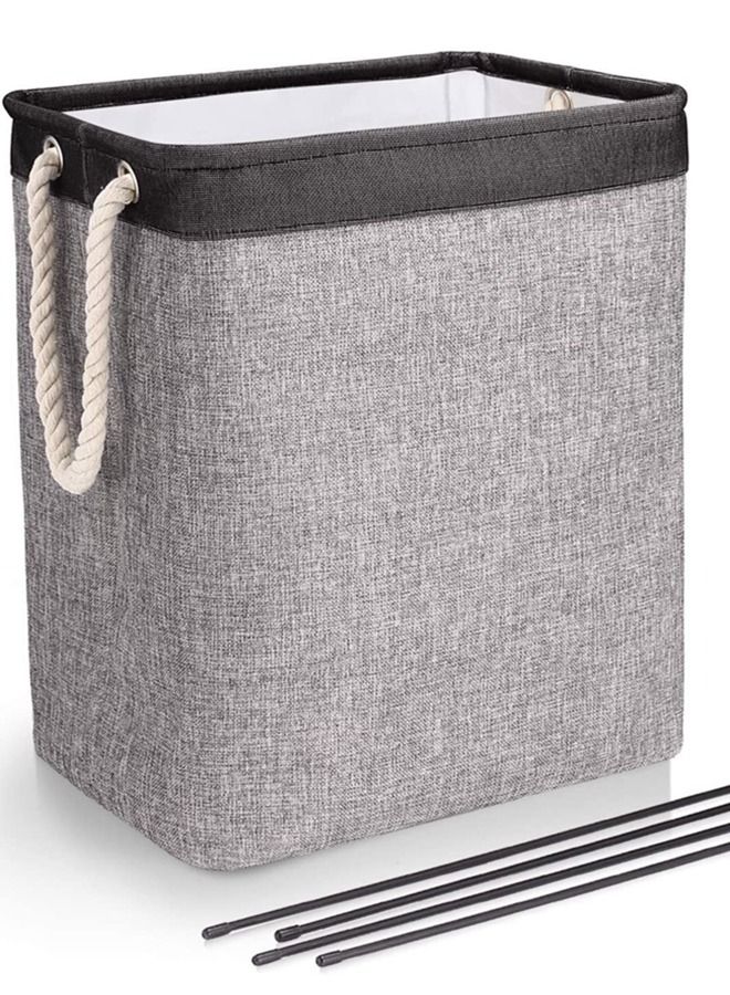 Laundry Basket with Handles & Brackets Small/Large/Tall Hamper Collapsible Washing Bin Built-in Lining for Bedroom Dorm Toy Clothing Storage (Black-Grey)