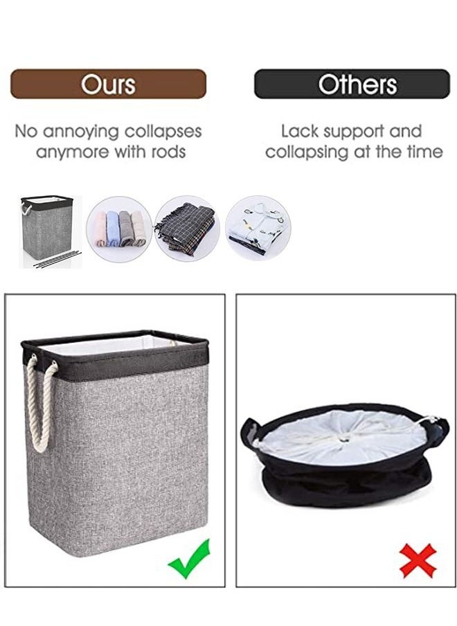 HomarKet Laundry Basket with Handles & Brackets Small/Large/Tall Hamper Collapsible Washing Bin Built-in Lining for Bedroom Dorm Toy Clothing Storage (Black-Grey)  - Image 3