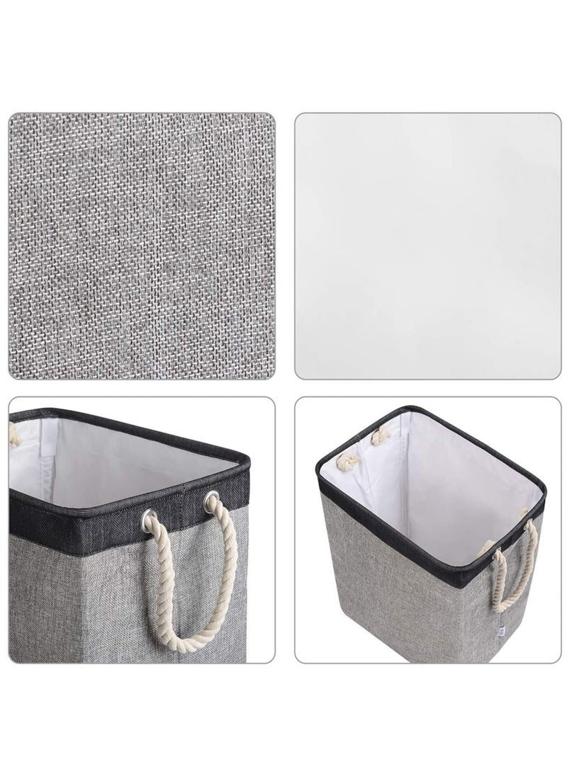 HomarKet Laundry Basket with Handles & Brackets Small/Large/Tall Hamper Collapsible Washing Bin Built-in Lining for Bedroom Dorm Toy Clothing Storage (Black-Grey)  - Image 4