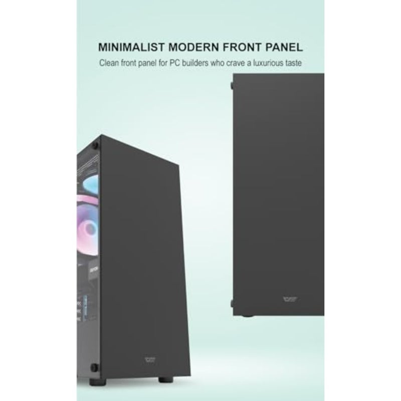 حافظة كمبيوتر للألعاب ATX/M-ATX/MINI-ITX، لوحة جانبية من الزجاج المقسى، أسود، منفذ USB 3.0، تدعم 2 HDD/SSD ومبرد 120 مم - Image 2