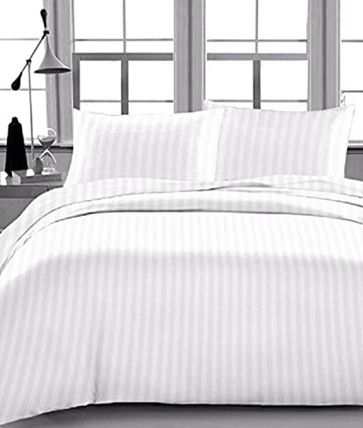 Linenwalas 100 Cotton Stripe 300 TC Duvet Cover for Single Size White Quilt Cover Duvet Cover Single White Premium Cotton QuiltComforter Cover 60x90 inch - Image 3