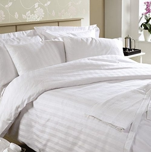 Linenwalas 100 Cotton Stripe 300 TC Duvet Cover for Single Size White Quilt Cover Duvet Cover Single White Premium Cotton QuiltComforter Cover 60x90 inch - Image 1