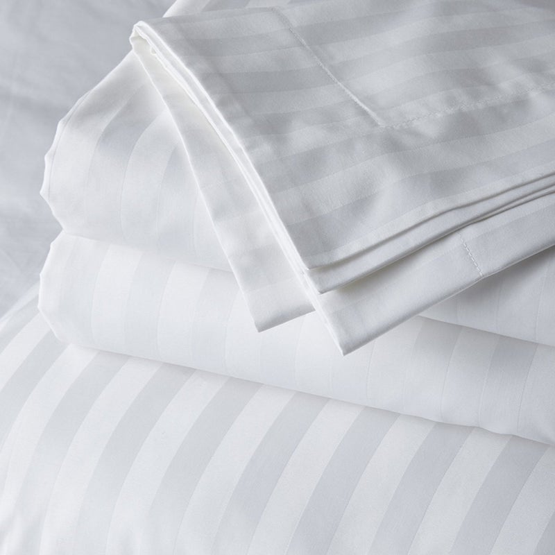 Linenwalas 100 Cotton Stripe 300 TC Duvet Cover for Single Size White Quilt Cover Duvet Cover Single White Premium Cotton QuiltComforter Cover 60x90 inch - Image 2