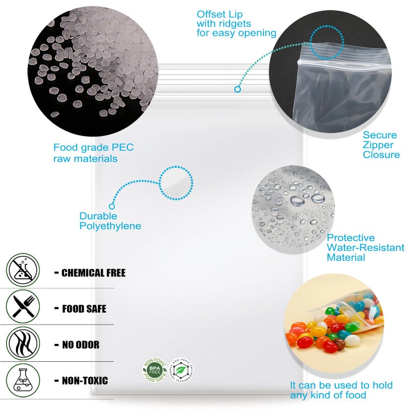 Enbreey 5''x 7'', (Pack of 100) 2 mil Thick Clear Plastic Reclosable Zip Poly Bags with Resealable Lock Seal Zipperr, Clear Small Zip Bag, Jewelry, Candy, Storage, Packaging & Shippingâ€¦ - Image 5