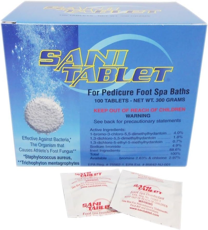 Sanicare SANI CARE Sani-Tablet for Pedicure Foot Spa Baths - 100 Tablets - Image 1
