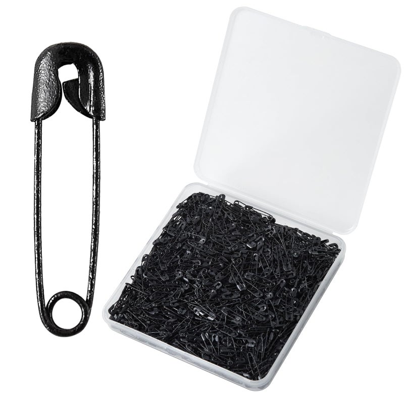 ZZJMCH 1000PCS Safety Pins 075In19mm Small Fastening Pins Rust Resistant Nickel Plated Steel Set for Crafting Sewing Jewelry Making Fabric Rimming Fastening Clip Button for Garment Hang Tag Black 