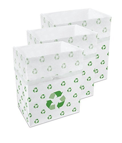 Clean Cubes 13 Gallon Disposable Pop-Up Trash Cans (3-Pack) with Fitted Bags – Foldable Garbage & Recycling Bins for Parties, Events & Kitchen (Recycle, 17" H x 13.5" W x 10" D) - Image 1