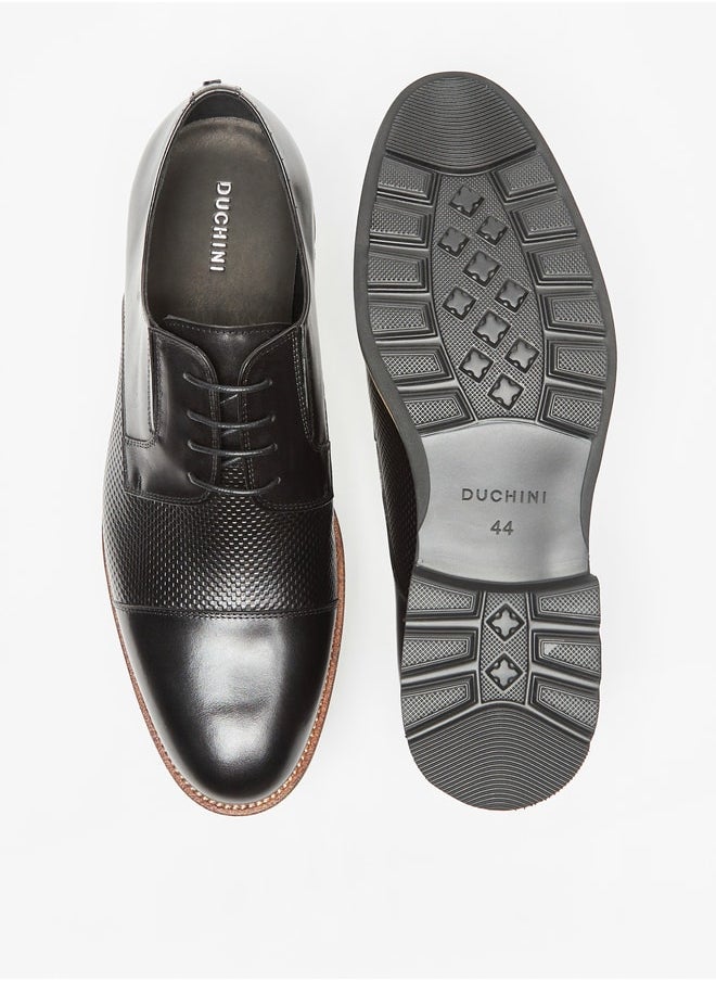 DUCHINI Men's Textured Lace-Up Derby Shoes  - Image 3