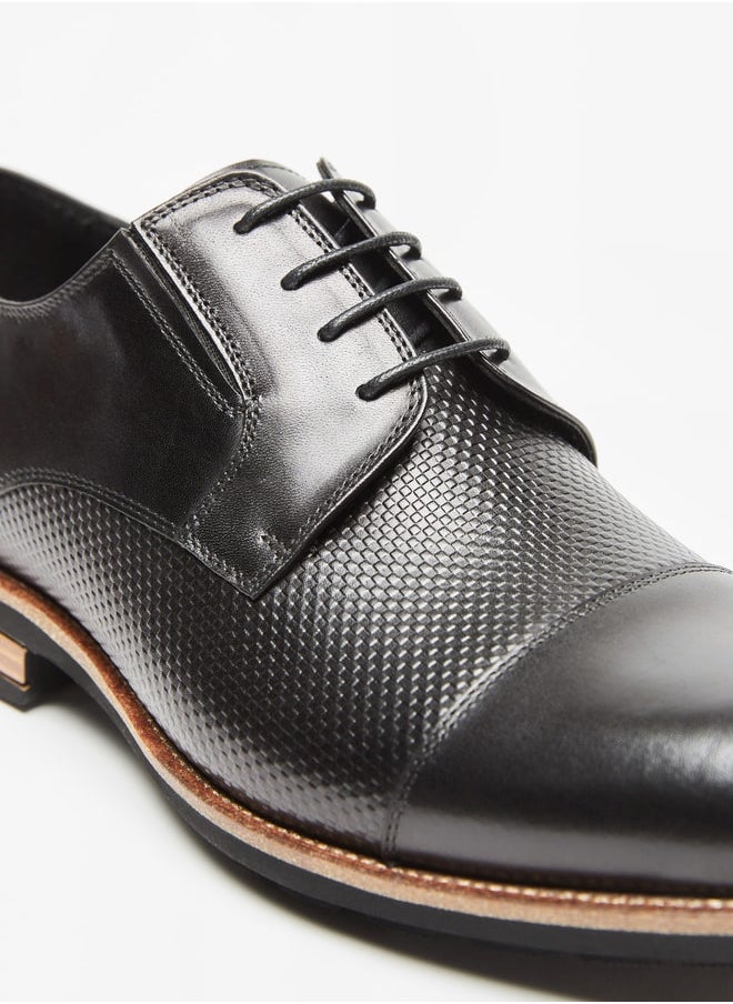 DUCHINI Men's Textured Lace-Up Derby Shoes  - Image 4