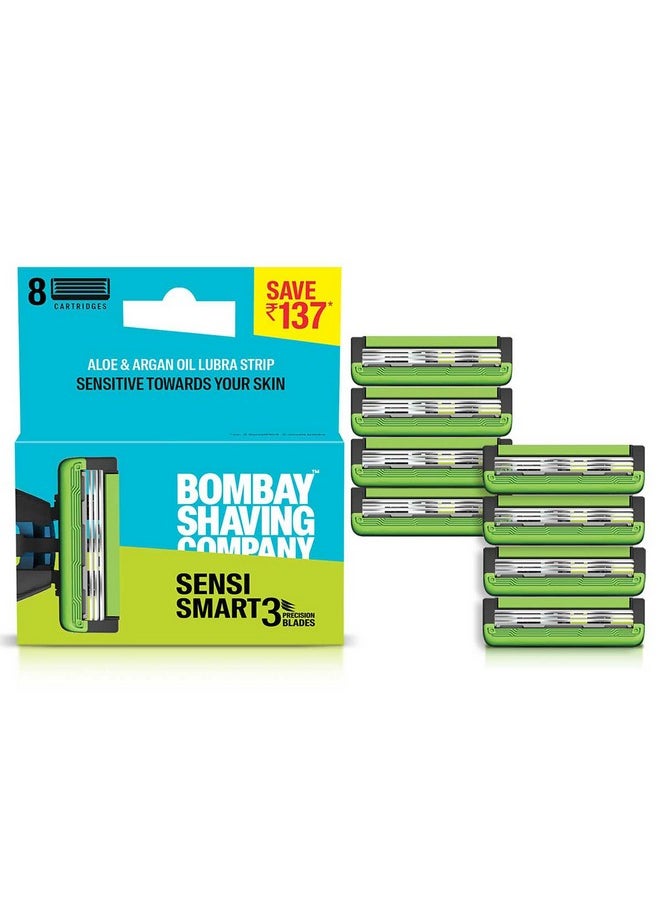 BOMBAY SHAVING COMPANY Sensi Smart 3 Razor Cartridge | Pack Of 8 