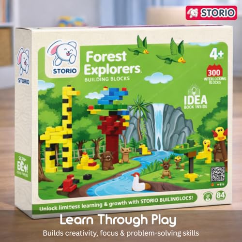 Storio Forest Explorers 300+ Pcs Jungle Safari Building Blocks Set for Kids | DIY Construction Toy for Boys & Girls | Educational STEM Learning Puzzle Game | Creative Play Building Set for 6+ Years - Image 4