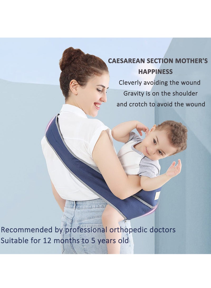 Toddler Carrier, Portable Adjustable Child Sling, Ergonomic One Shoulder Labor Saving Polyester Half Wrapped Toddler Sling with Anti-Slip Particles, for6-36 Months - Image 4