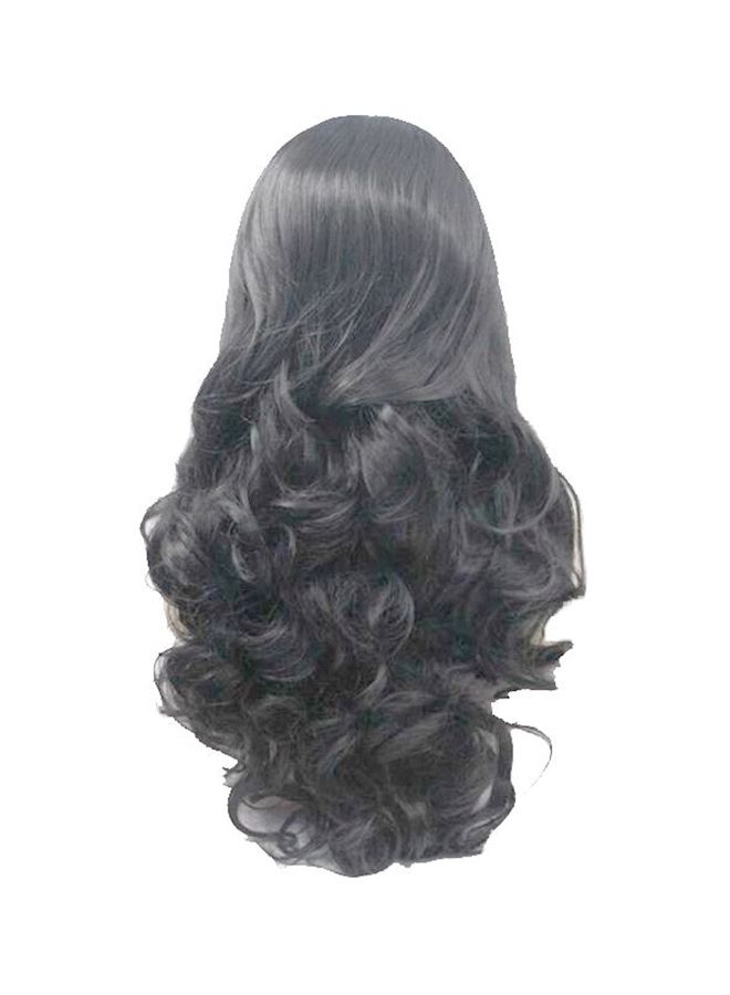 NIBEMINENT Synthetic Long Curly Hair Extension Wig Black - Image 1