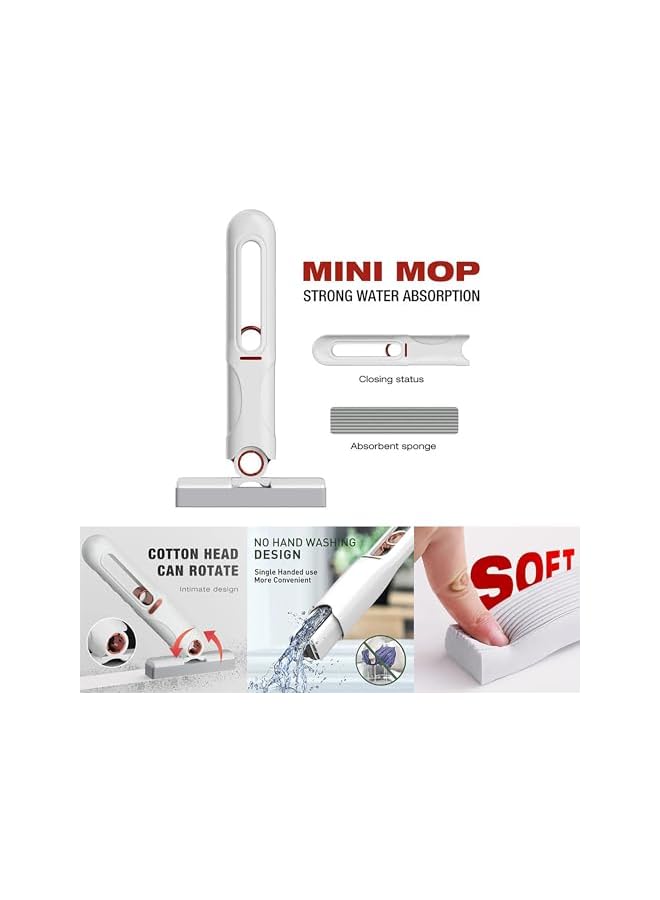 promass Desktop Mini Mop (Sponge), Self Squeezing Portable Mop, Lazy No Wash Powerful Absorbent Mop, Wet and Dry Cleaning System for Small Spaces, For Window and Kitchen Cleaning. - Image 2