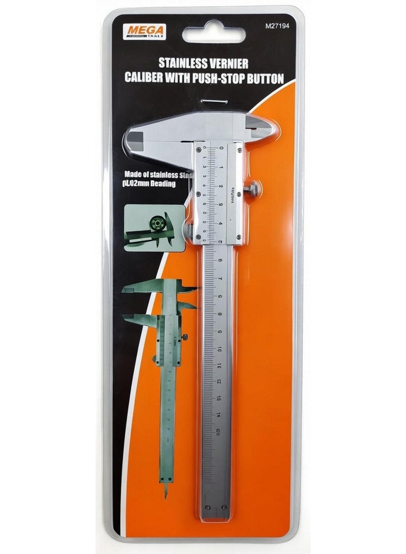 ميجا تولز عيار فيرنيه من الفولاذ المقاوم للصدأ مع زر إيقاف الضغط