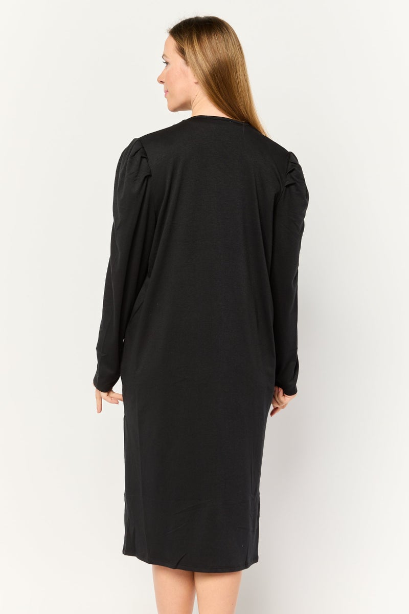 Cyrus Women Open Front Solid Cardigan, Black  - Image 4