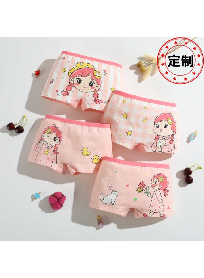 New Children's Underwear Pure Cotton Cartoon Girls' Panties, Breathable And Comfortable, Middle And Big Girls' Triangle Briefs, Custom Processing
