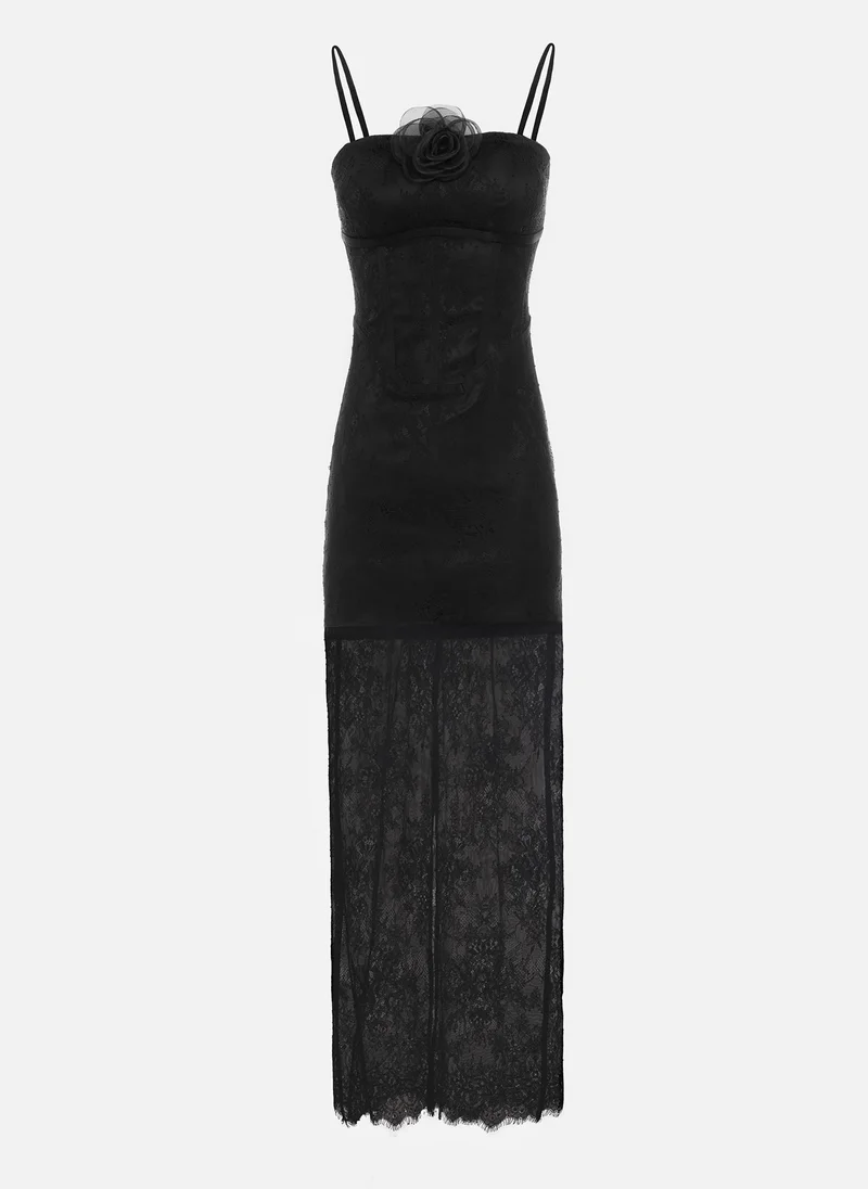 Lichi Lace maxi dress with a bow on the bodice