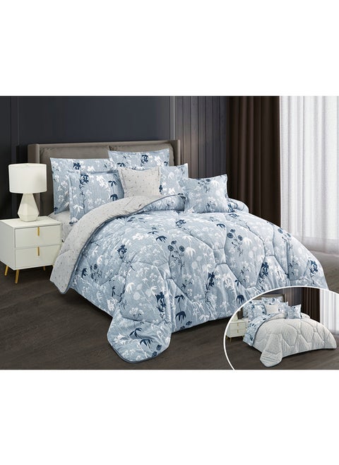 Horse comforter set with durable and soft fabric two sides with a floral pattern 8 pieces king size