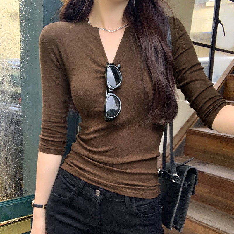 Generic Chic Slimming French Style Tee brown - Image 1