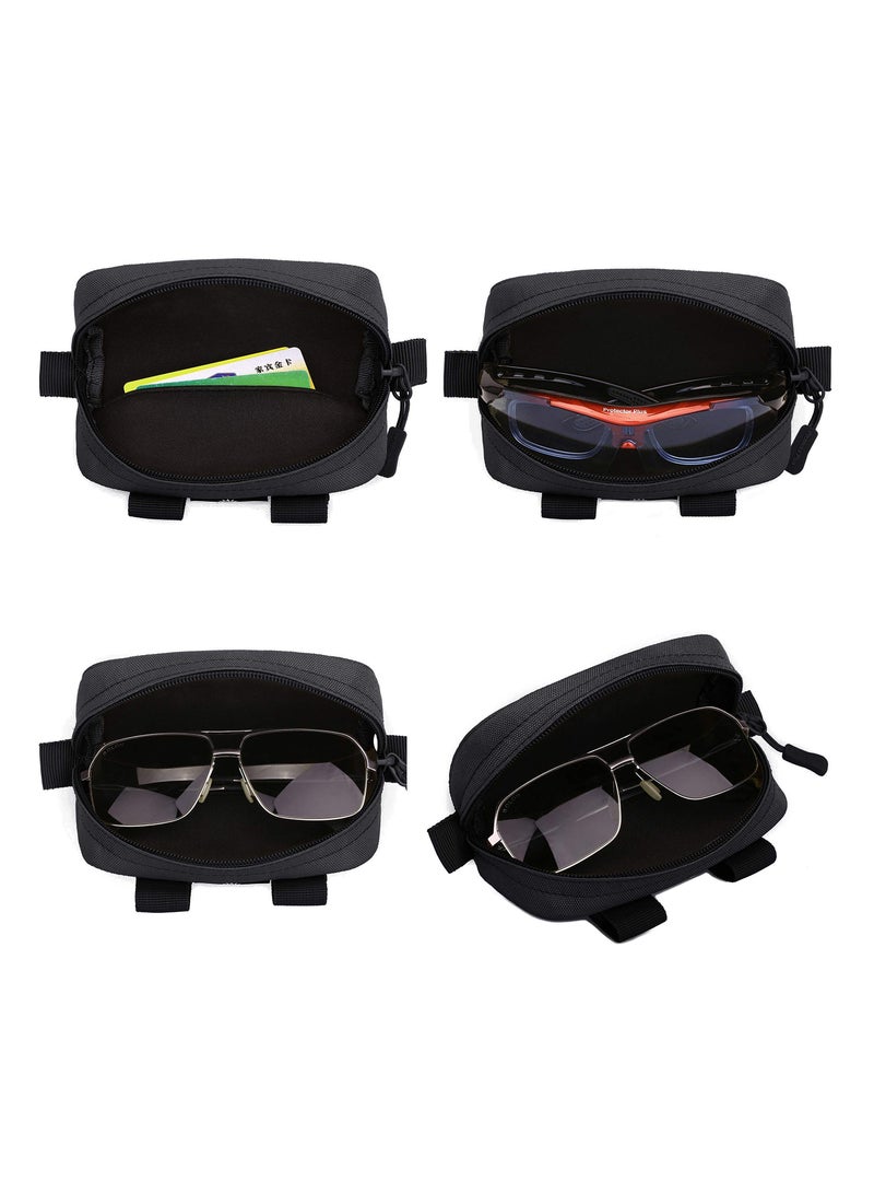 SYOSI حافظة نظارات شمسية تكتيكية، حافظة نظارات نايلون بسحاب محمولة مع مشبك، صندوق واقي مضاد للصدمات، حقيبة نظارات للرجال بحزام نايلون، حقيبة يد خارجية مع مشبك (أسود) - Image 3