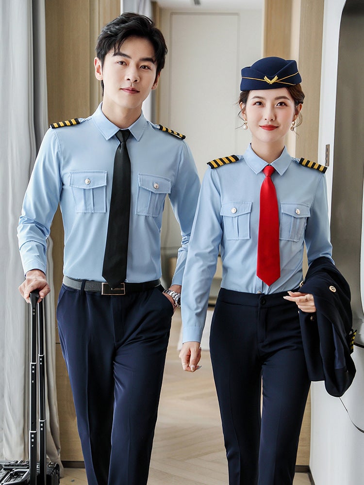 Captain'S Uniform Men'S And Women'S Shirts Empty Pilots Long-Sleeved El Security Overalls Aviation Pilots Flight Attendant Shirts - Image 5