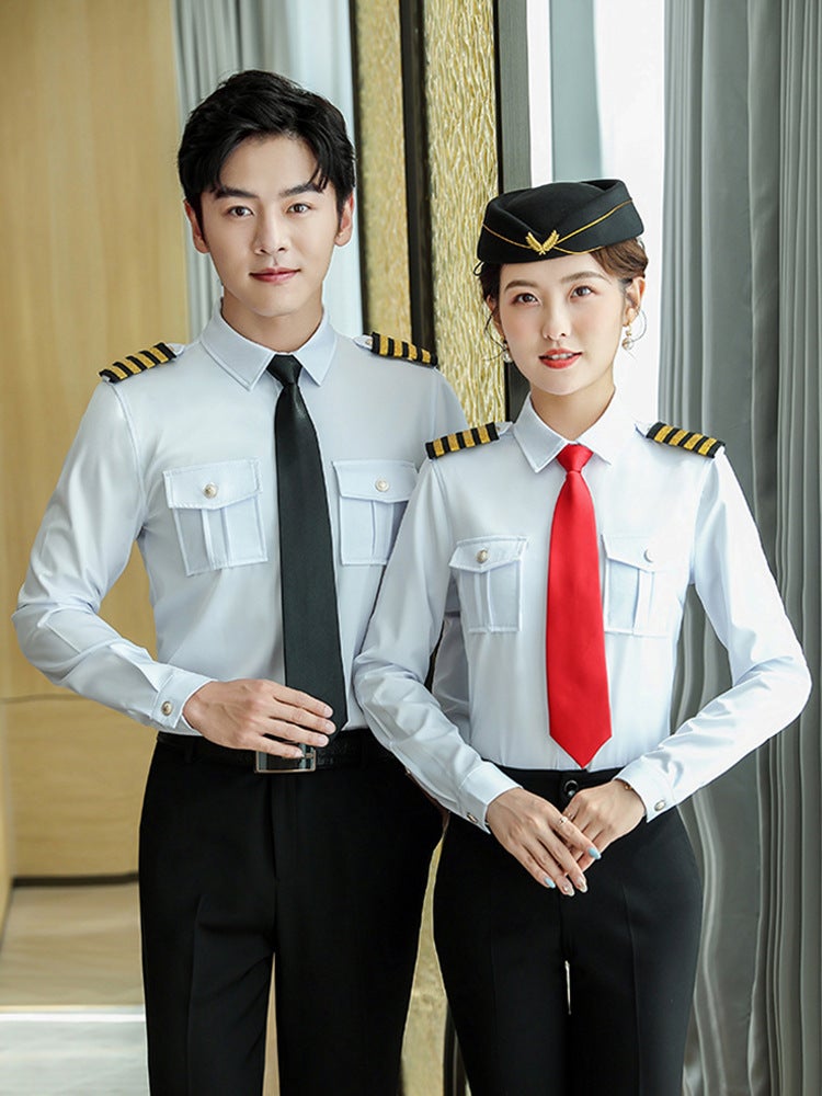 Captain'S Uniform Men'S And Women'S Shirts Empty Pilots Long-Sleeved El Security Overalls Aviation Pilots Flight Attendant Shirts - Image 2
