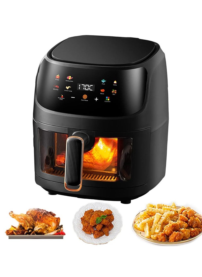Air Fryer Oven,8-in-1 Air Fryers with Led Digital Touchscreen,with Visible Cooking Window,Oil-Free,Easy To Clean Non-Stick Basket,Customized Temp/Time,Automatic power off protection