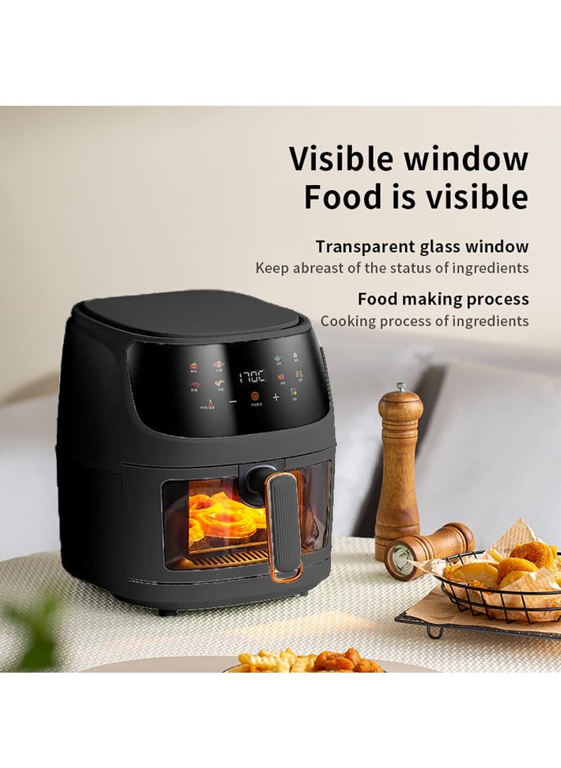 Air Fryer Oven,8-in-1 Air Fryers with Led Digital Touchscreen,with Visible Cooking Window,Oil-Free,Easy To Clean Non-Stick Basket,Customized Temp/Time,Automatic power off protection