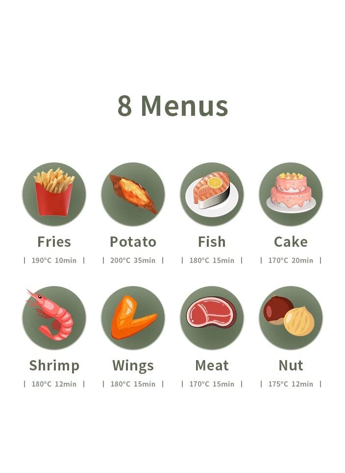 Air Fryer Oven,8-in-1 Air Fryers with Led Digital Touchscreen,with Visible Cooking Window,Oil-Free,Easy To Clean Non-Stick Basket,Customized Temp/Time,Automatic power off protection