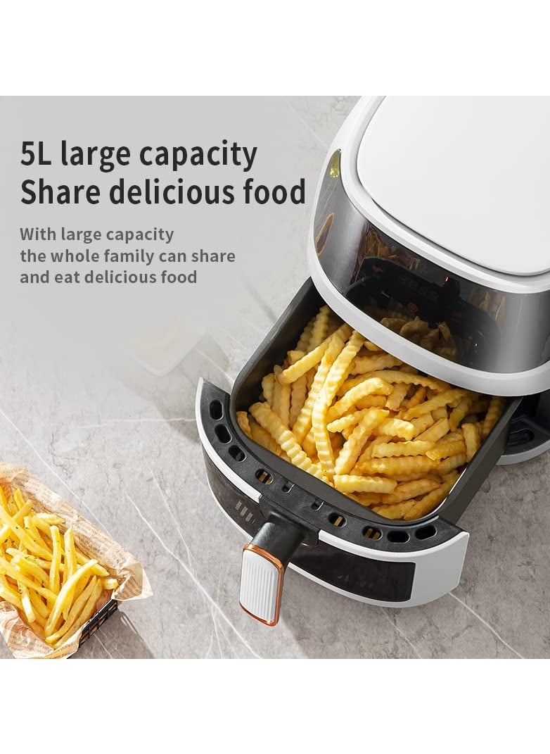 Air Fryer Oven,8-in-1 Air Fryers with Led Digital Touchscreen,with Visible Cooking Window,Oil-Free,Easy To Clean Non-Stick Basket,Customized Temp/Time,Automatic power off protection