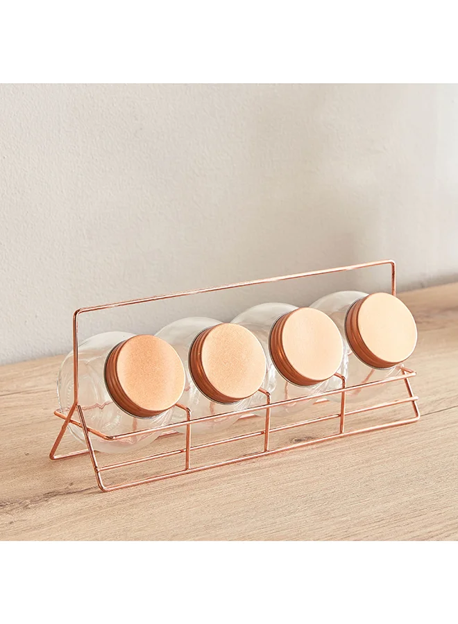 Home Box Essential 5-Piece Glass Spice Rack Set 18 x 10 x 8 cm