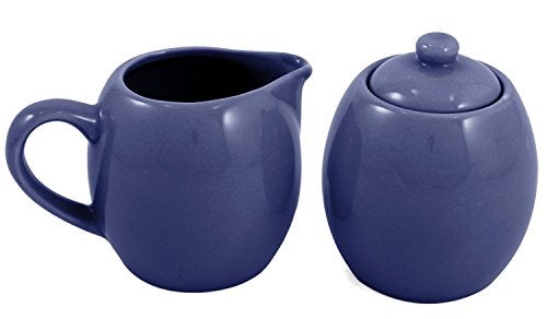 Metropolitan Tea Blue Ceramic Creamer and Sugar Service Set with Lid - Image 3