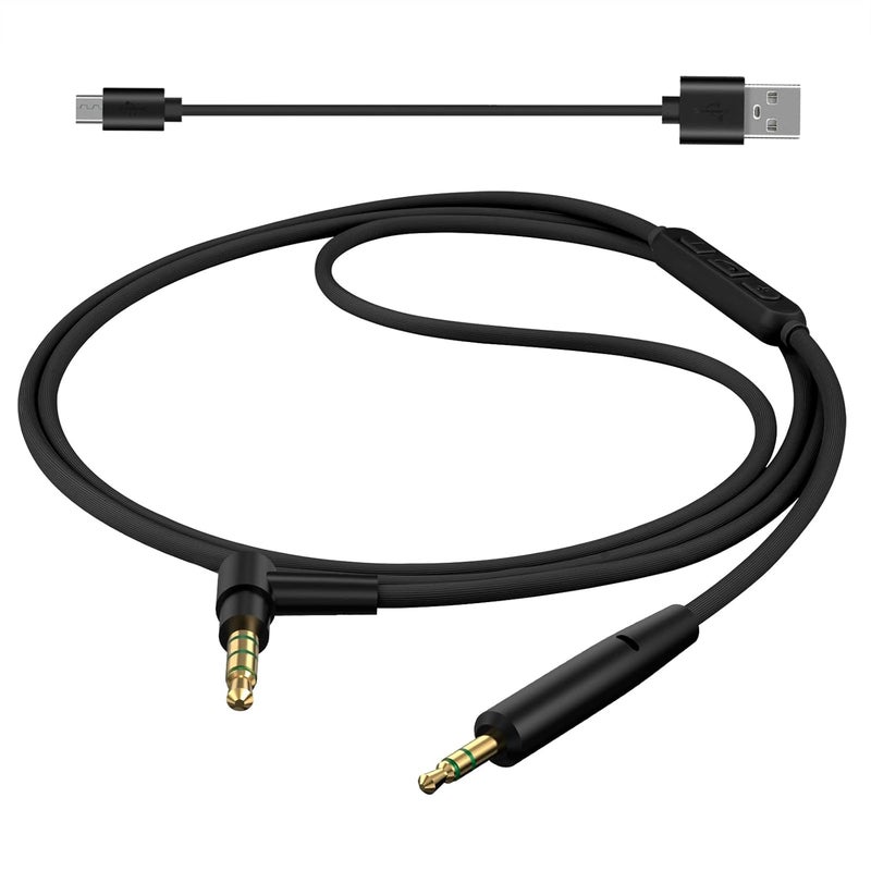 جيكريا كابل صوتي من مزود بميكروفون، متوافق مع سماعات Bose QuietComfort Ultra II/SE/45/35 II وسماعات Bose 700، كابل استبدال استريو بمقاس 3.5 مم إلى 2.5 مم يحتوي على ميكروفون مدمج (طوله 4 أقدام/1.2 متر). - Image 2