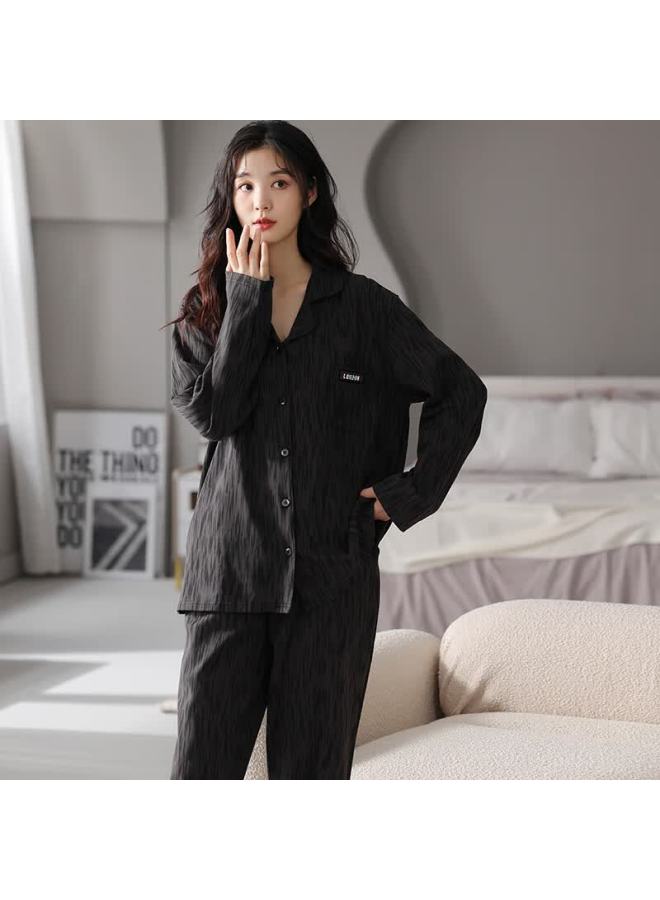 Snowflying Women's Cotton Pajamas Autumn Winter New Long Sleeve Loose Plus Size Outerwear Homewear Set - Image 2