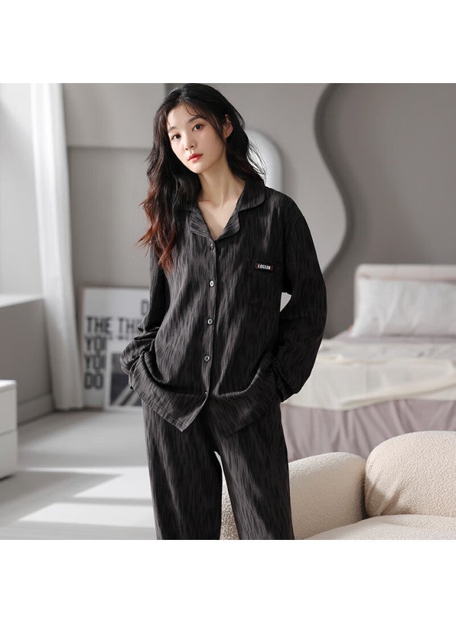 Snowflying Women's Cotton Pajamas Autumn Winter New Long Sleeve Loose Plus Size Outerwear Homewear Set - Image 3