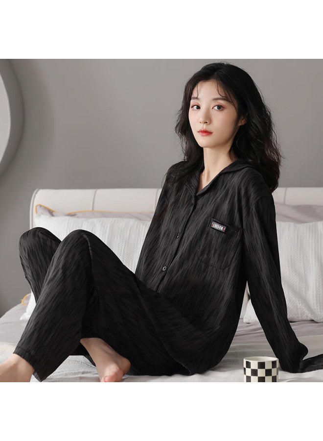 Snowflying Women's Cotton Pajamas Autumn Winter New Long Sleeve Loose Plus Size Outerwear Homewear Set - Image 1
