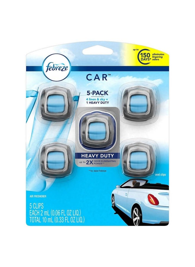 febreze مجموعة معطرات هواء السيارة من 5 قطع برائحة الكتان والسماء لمدة تصل إلى 150 يومًا  - Image 1