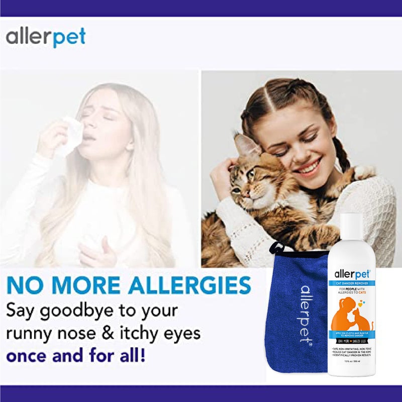 Allerpet Cat Dander Remover w/Free Applicator Mitt - Effective Cat Dander Remover - Anti Allergen Solution Made in USA - (12oz) - Image 3