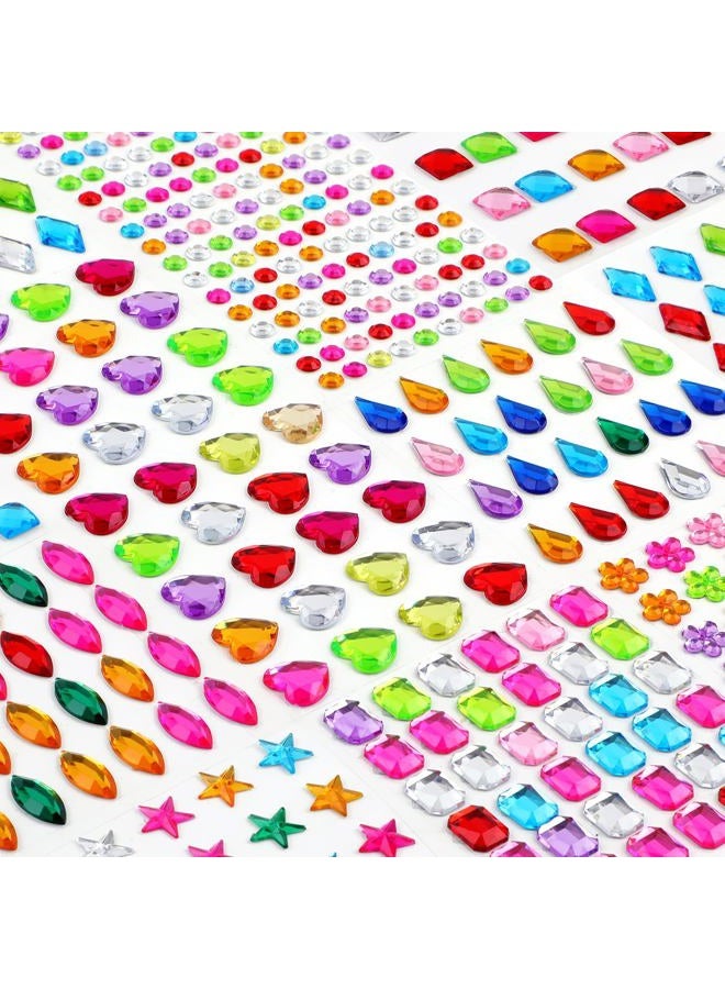 Hoiny 407pcs Gem Stickers Crafts for Kids, Self Adhesive Jewel Stickers, Acrylic Bling Stick on Gems, Rhinestone Stickers for Crafts, Muticolor Gemstone Sticky Gems for Crafting Decorating DIY - Image 1